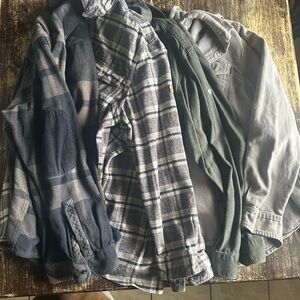 Men's Plaid and Solid flannel cozy button up shirts